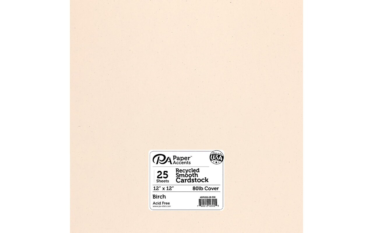 PA Paper Accents Recycled Cardstock 12" x 12" Dijon, 80lb colored cardstock paper for card making, scrapbooking, printing, quilling and crafts, 25 piece pack